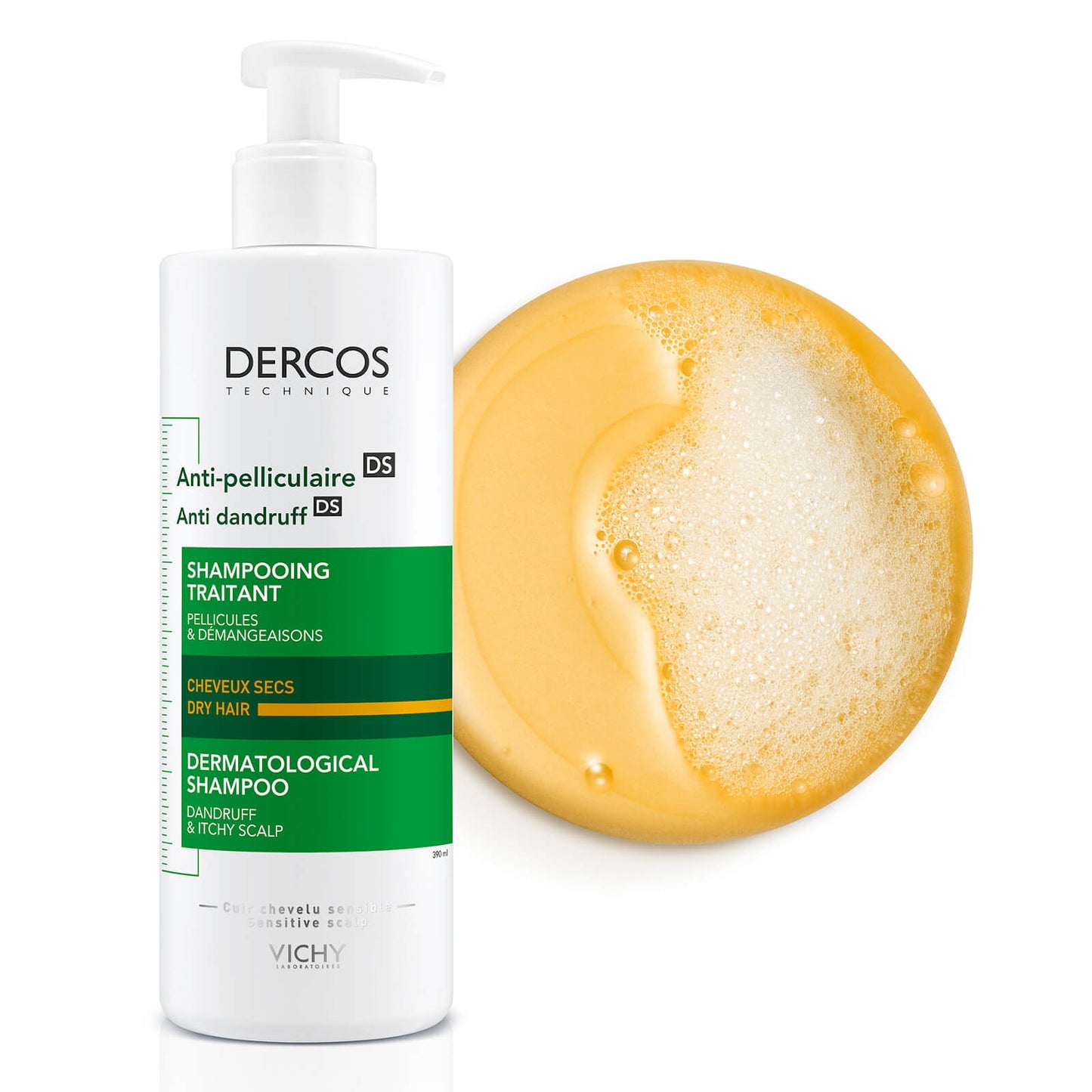 Vichy Dercos Technique Anti-Dandruff Purifying Shampoo for Sensitive, Dry Hair and Scalp 390ml