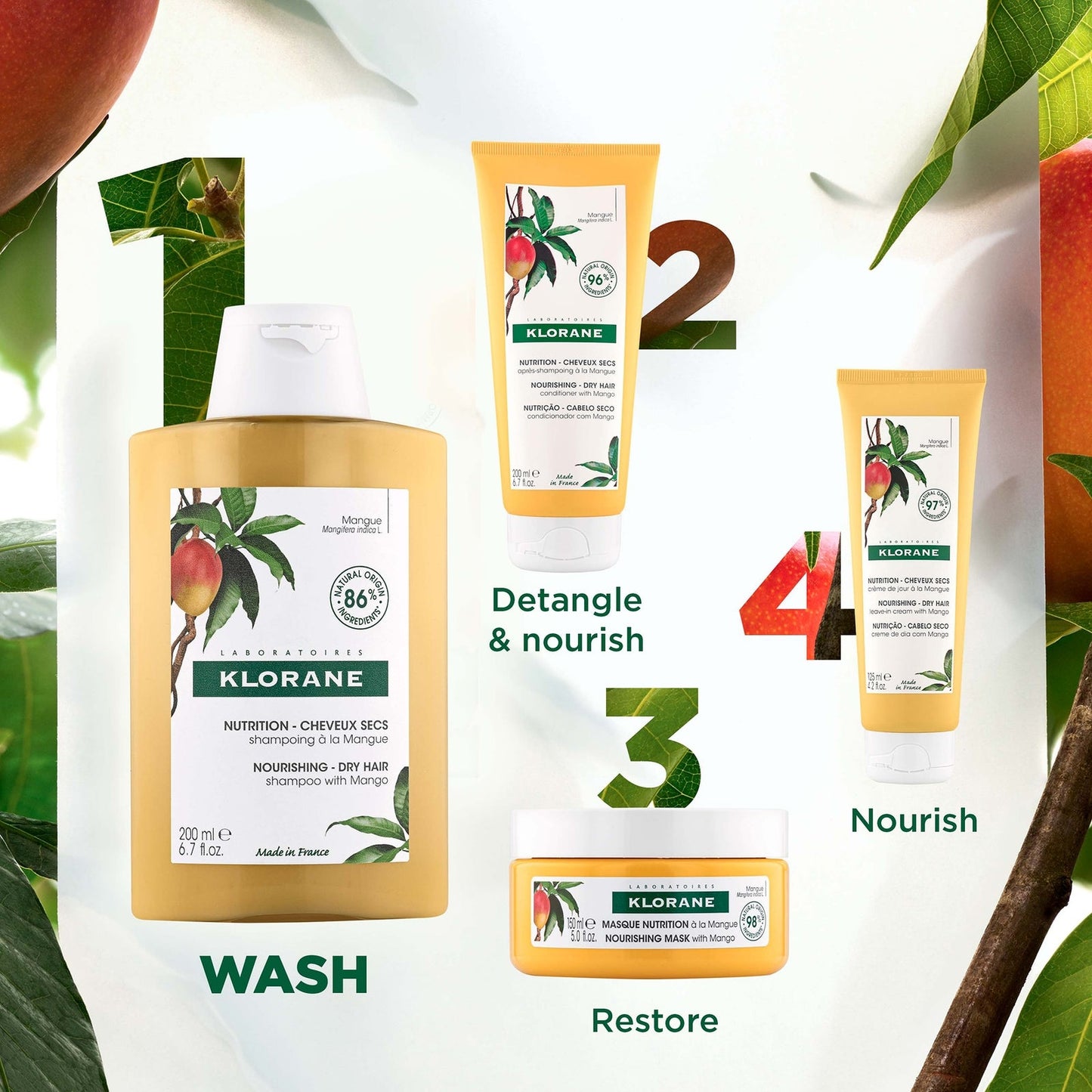KLORANE Nourishing Shampoo with Mango for Dry Hair 200ml