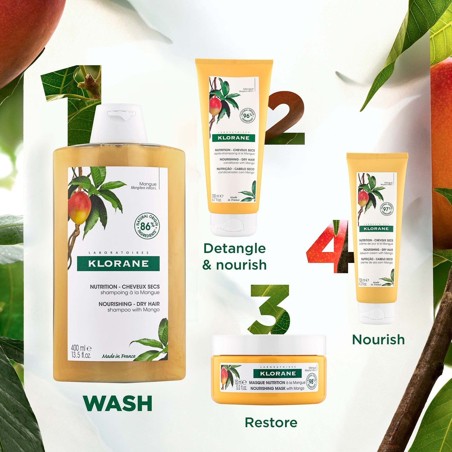 KLORANE Nourishing Shampoo with Mango for Dry Hair 400ml