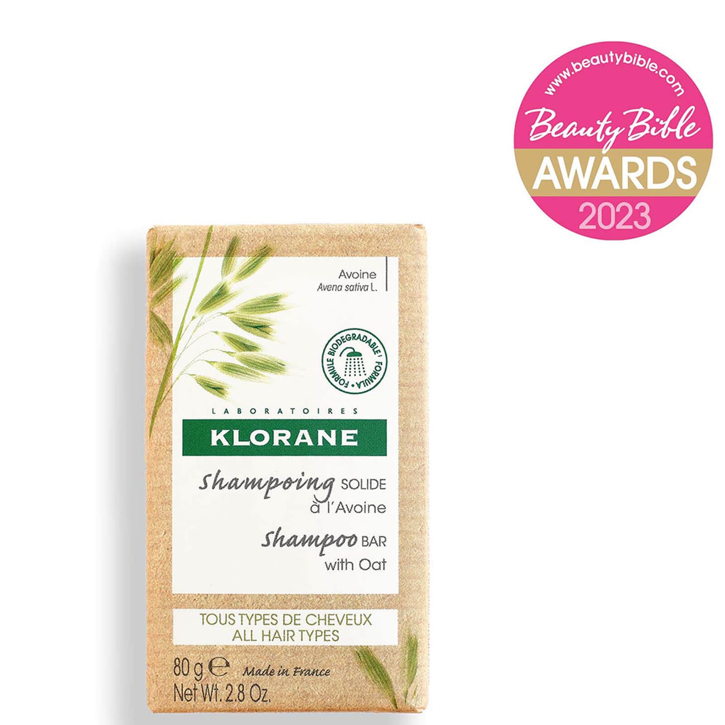 KLORANE Softening Solid Shampoo Bar with Oat Milk for All Hair Types 80g