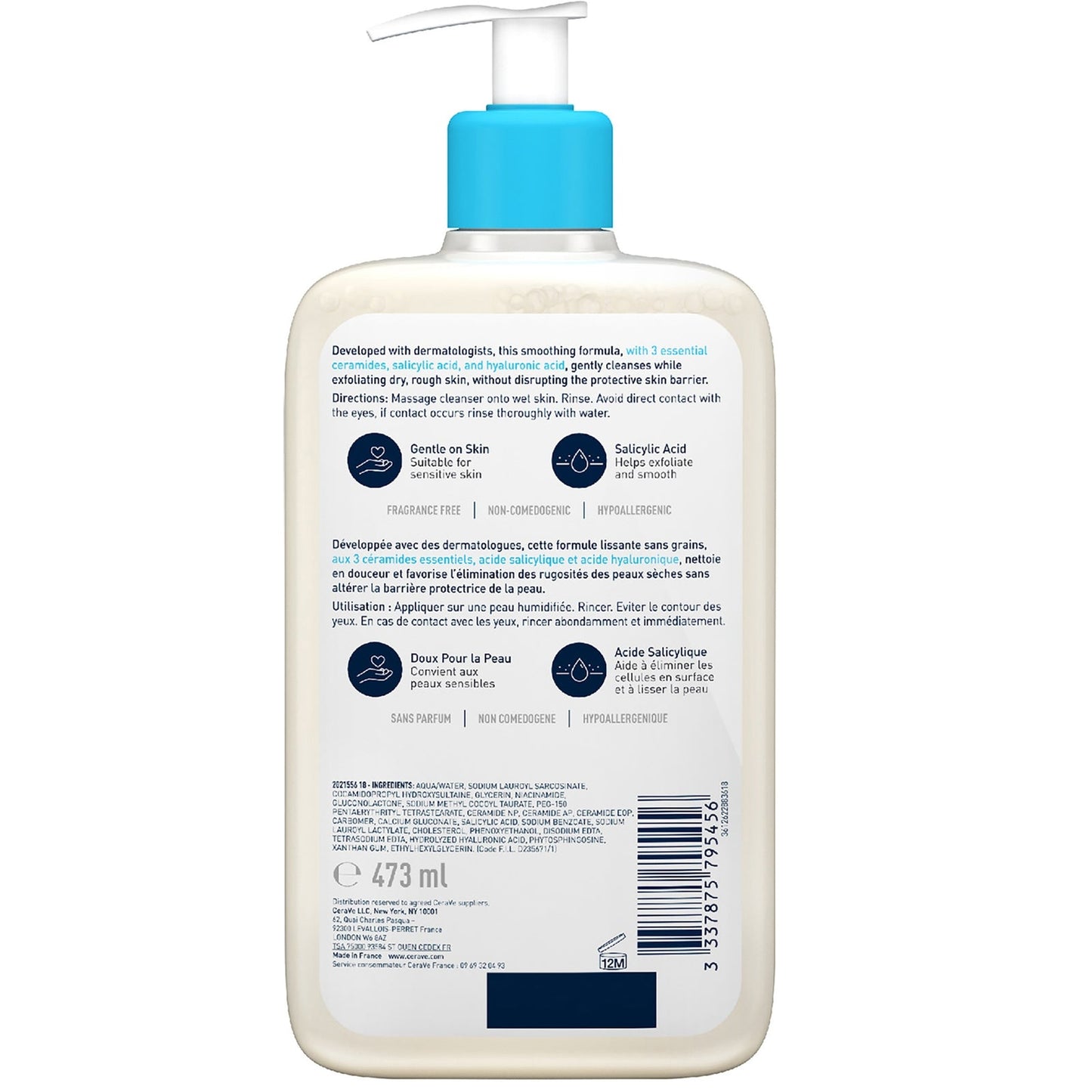 CeraVe SA Smoothing Cleanser with Salicylic Acid for Dry, Rough & Bumpy Skin 473ml