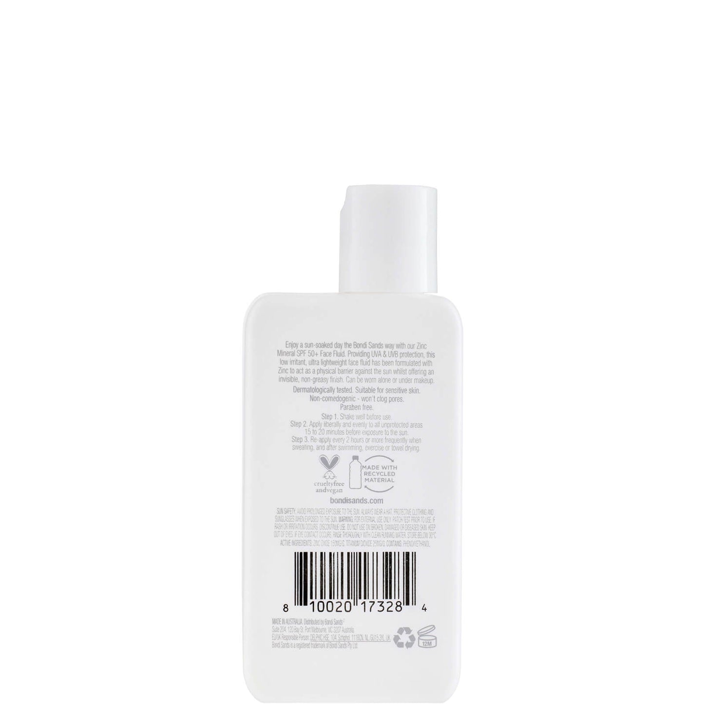 Bondi Sands Sunscreen Face Fluid Zinc Mineral SPF 50