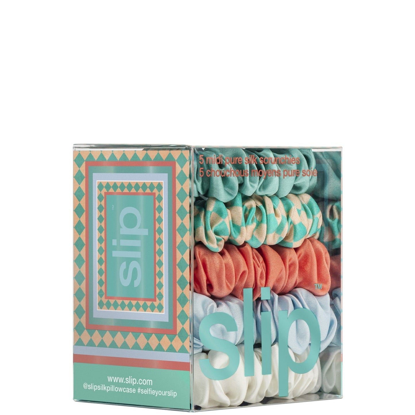 Slip slip pure silk midi scrunchies - seashell