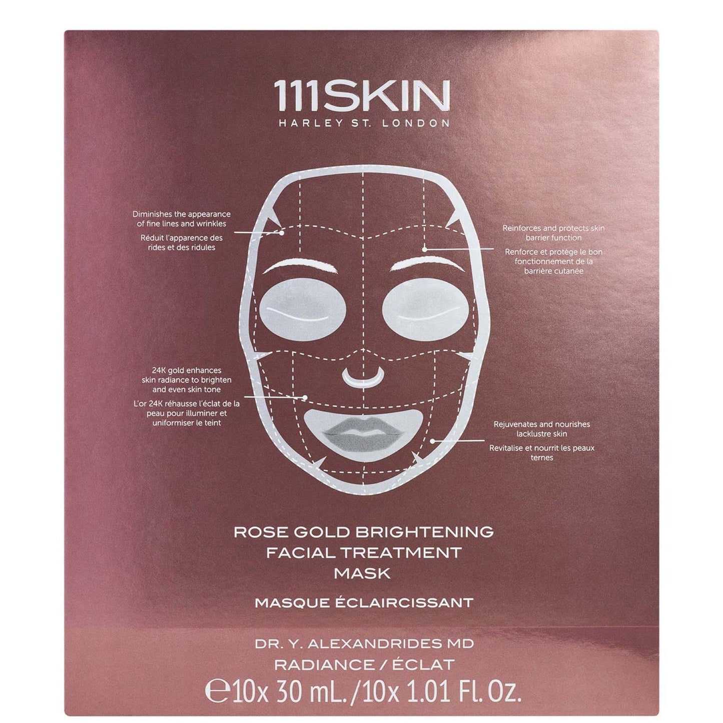 111Skin Rose Gold Brightening Facial Treatment Mask Box