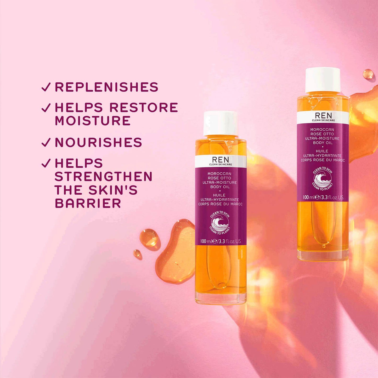 REN Clean Skincare Moroccan Rose Otto Ultra-Moisture Body Oil 100ml