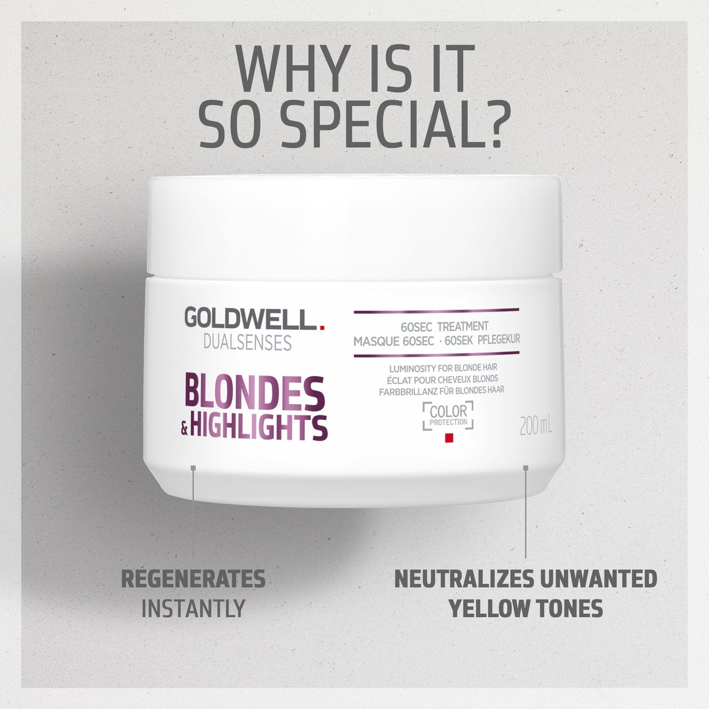 Goldwell Dualsenses Blonde And Highlights Anti-Yellow 60Sec Treatment Mask, For Neutralising Unwanted Yellow Tones 200ml