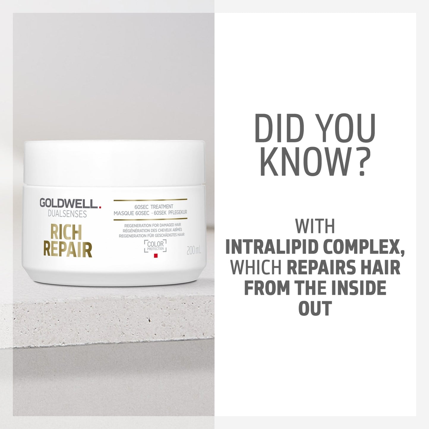 Goldwell Dualsenses Rich Repair Restoring 60Sec Treatment Mask 200ml For Dry To Severely Damaged Hair