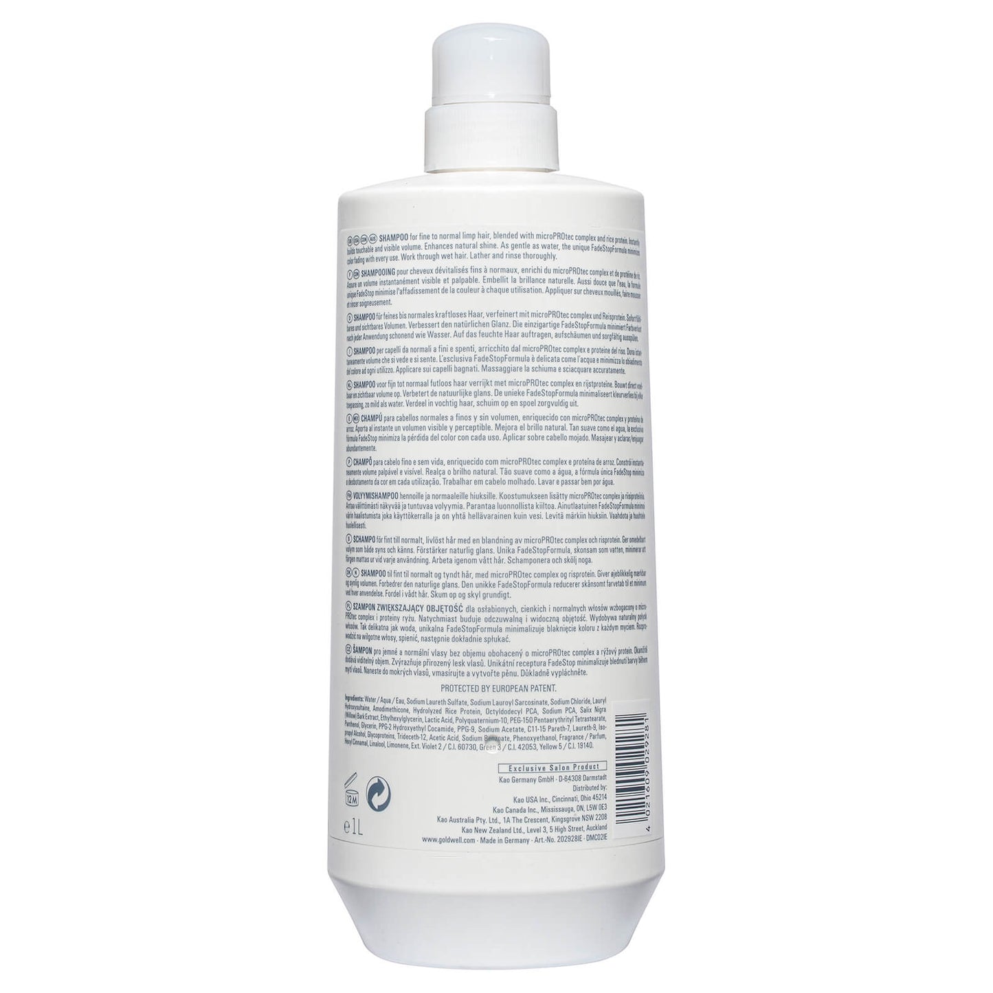 Goldwell Dualsenses Ultra Volume Bodifying Shampoo For Fine, Flat Hair, Adds Lift & Volume 1000ml