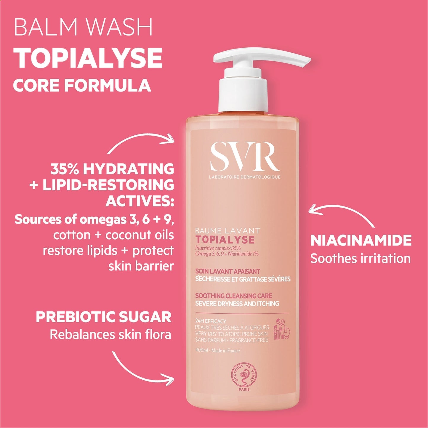 SVR Topialyse All-Over Ultra-Rich, Gentle Wash-Off Cleanser-  400ml