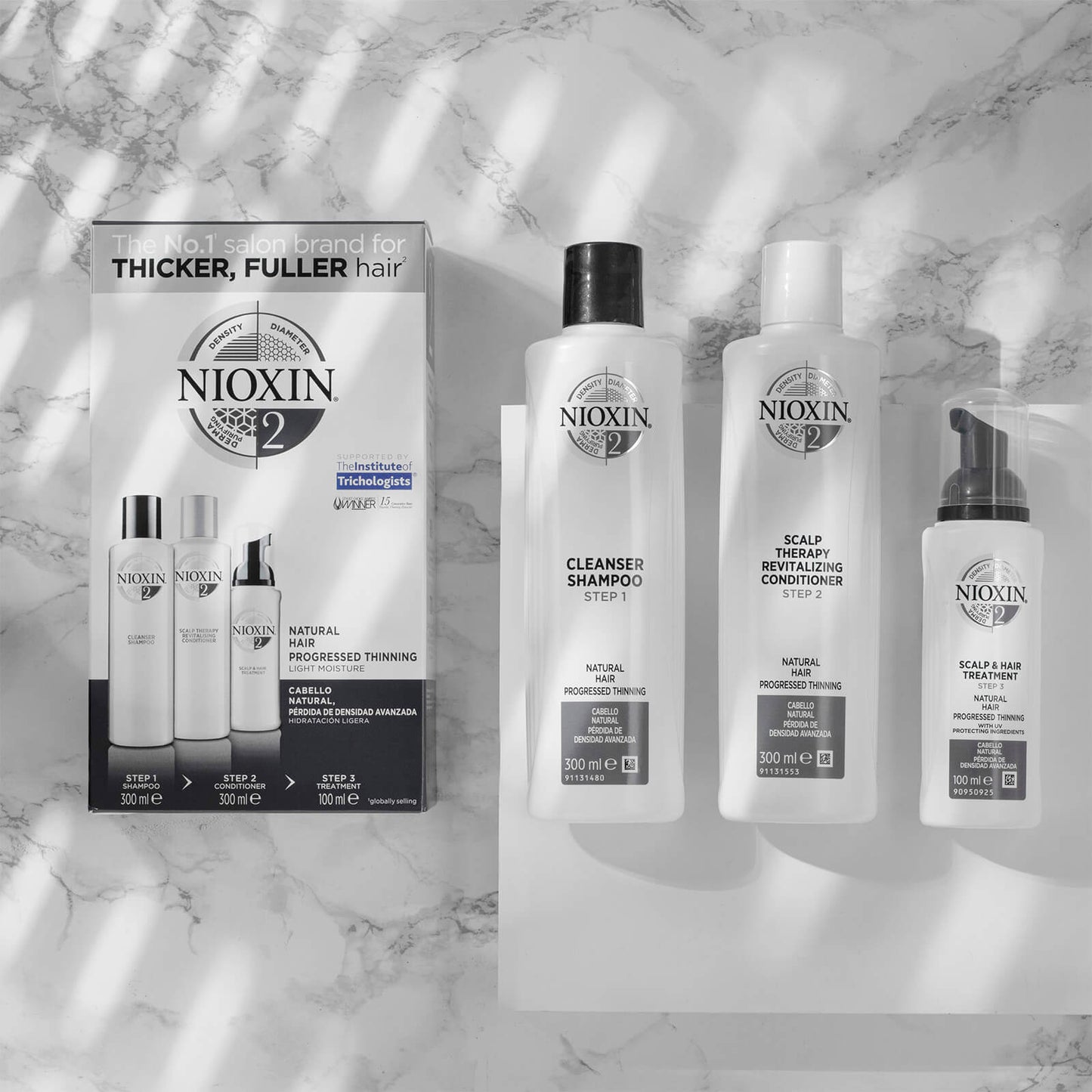 NIOXIN 3-Delig Systeem 2 Hoofdhuid- en Haarbehandeling voor natuurlijk haar met gevorderde uitdunning 100ml