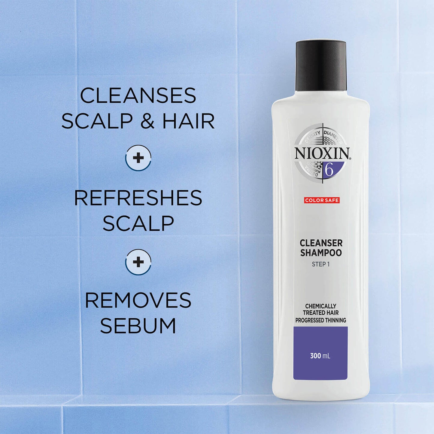 NIOXIN 3-Delig System 6 Reinigingsshampoo voor Chemisch Behandeld Gevorderd Dunner Wordend Haar 300 ml