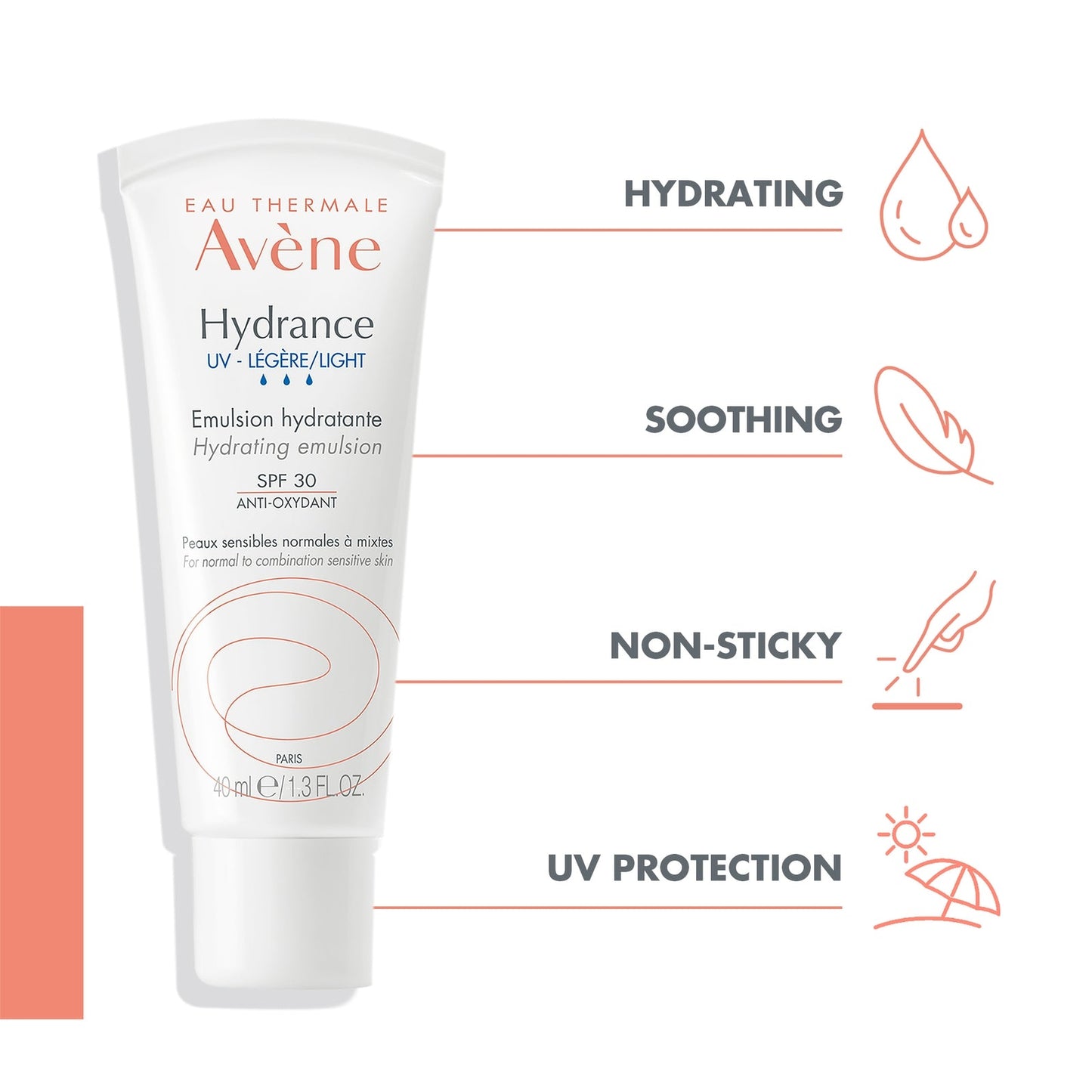 Avène Hydrance Light-UV Hydrating Emulsion SPF 30 Moisturiser for Dehydrated Skin 40ml