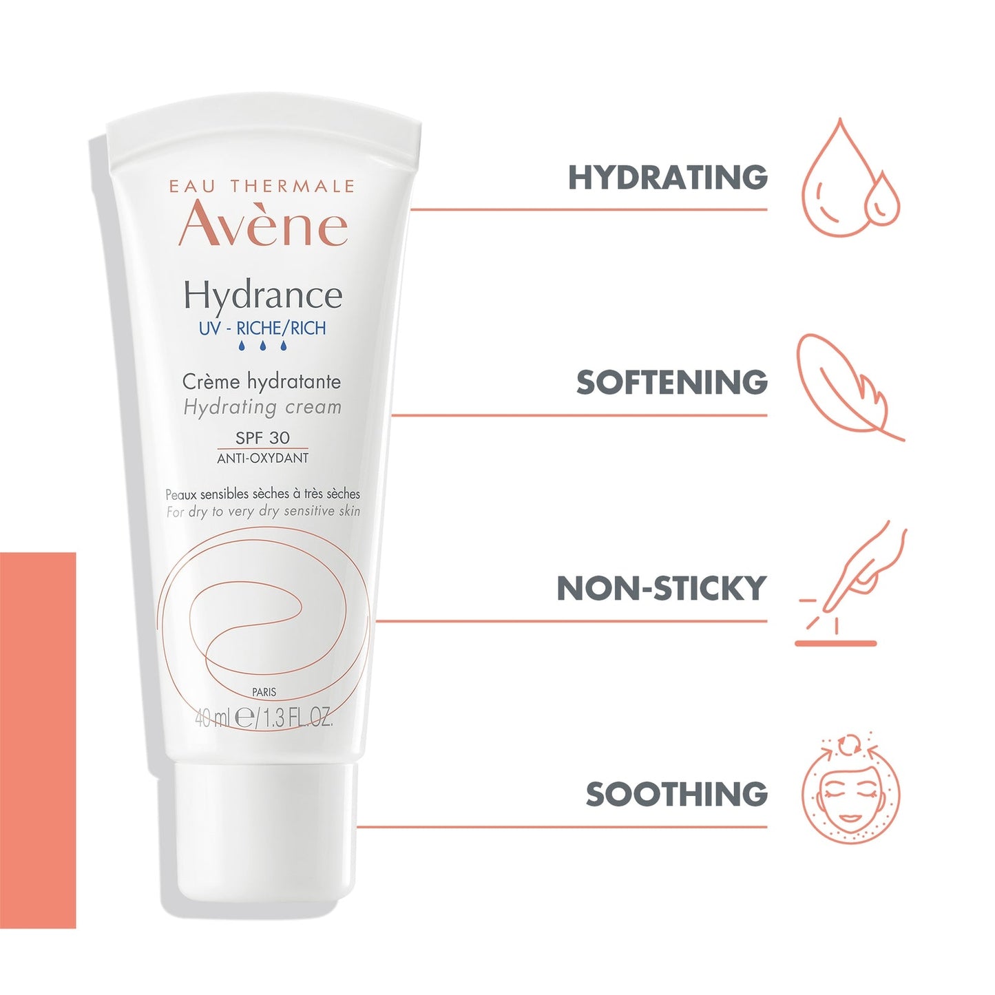 Avène Hydrance Rich-UV Hydrating Cream SPF30 Moisturiser for Dehydrated Skin 40ml