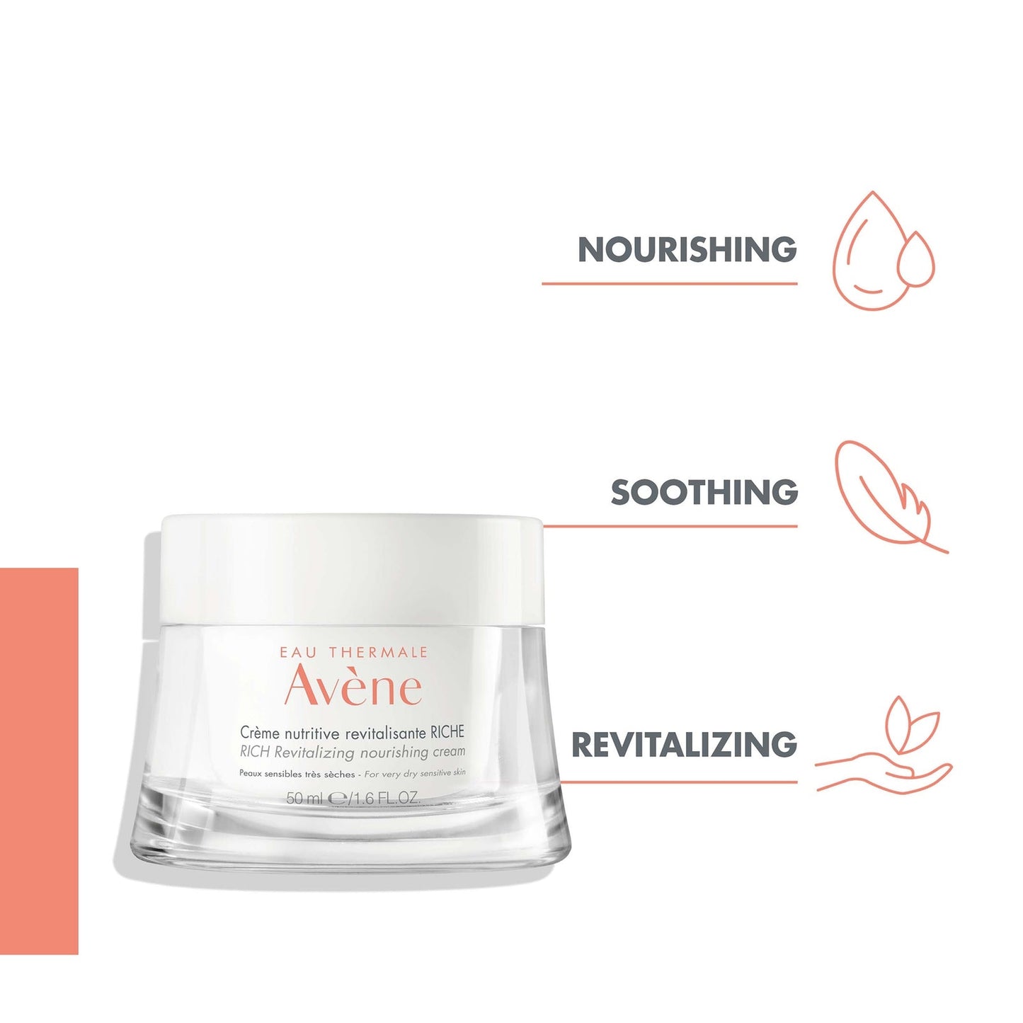Avène Les Essentiels Rich Revitalizing Nourishing Cream Moisturiser for Dry, Sensitive Skin 50ml