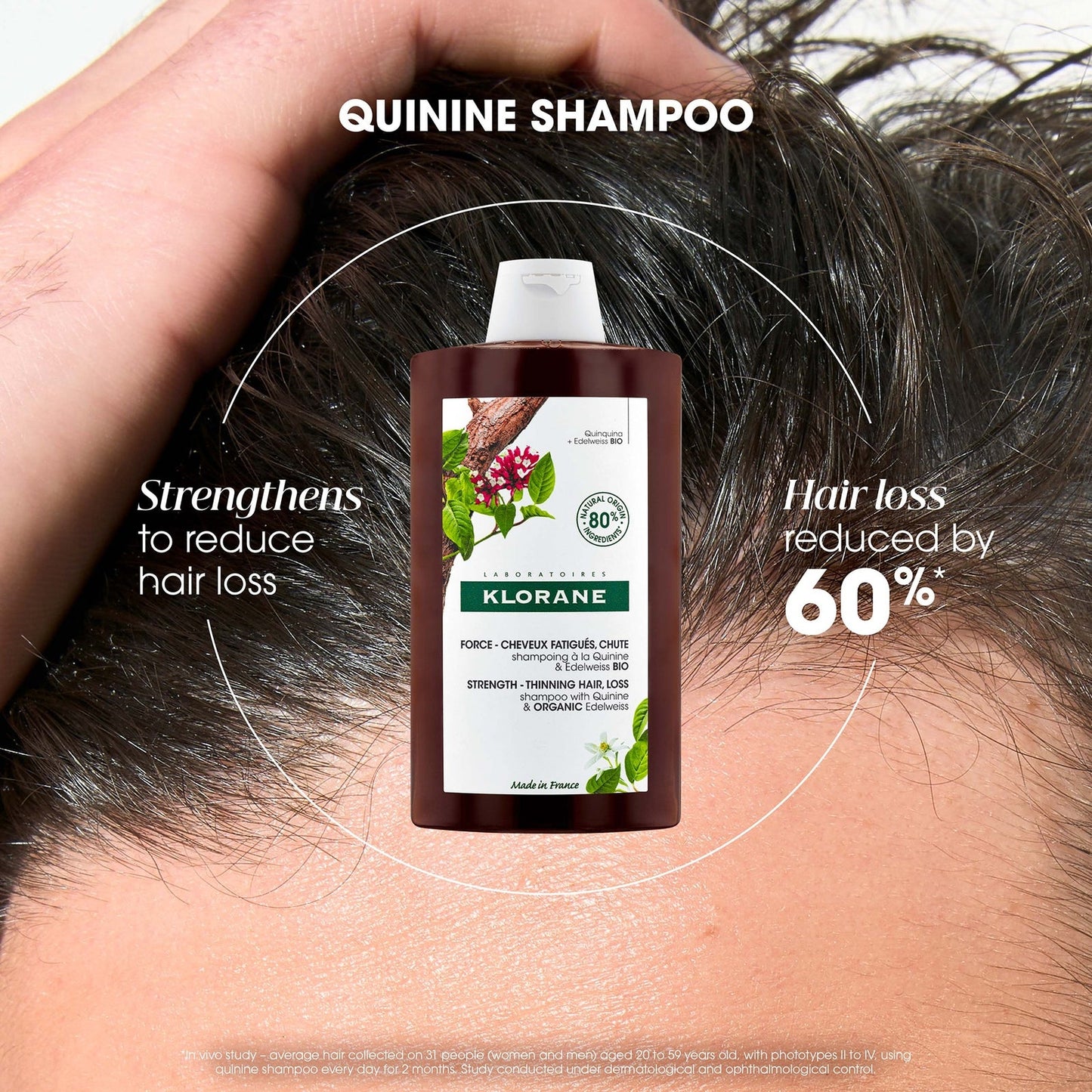 KLORANE Strengthening Shampoo with Quinine and Organic Edelweiss for Hair Thinning, Loss 400ml