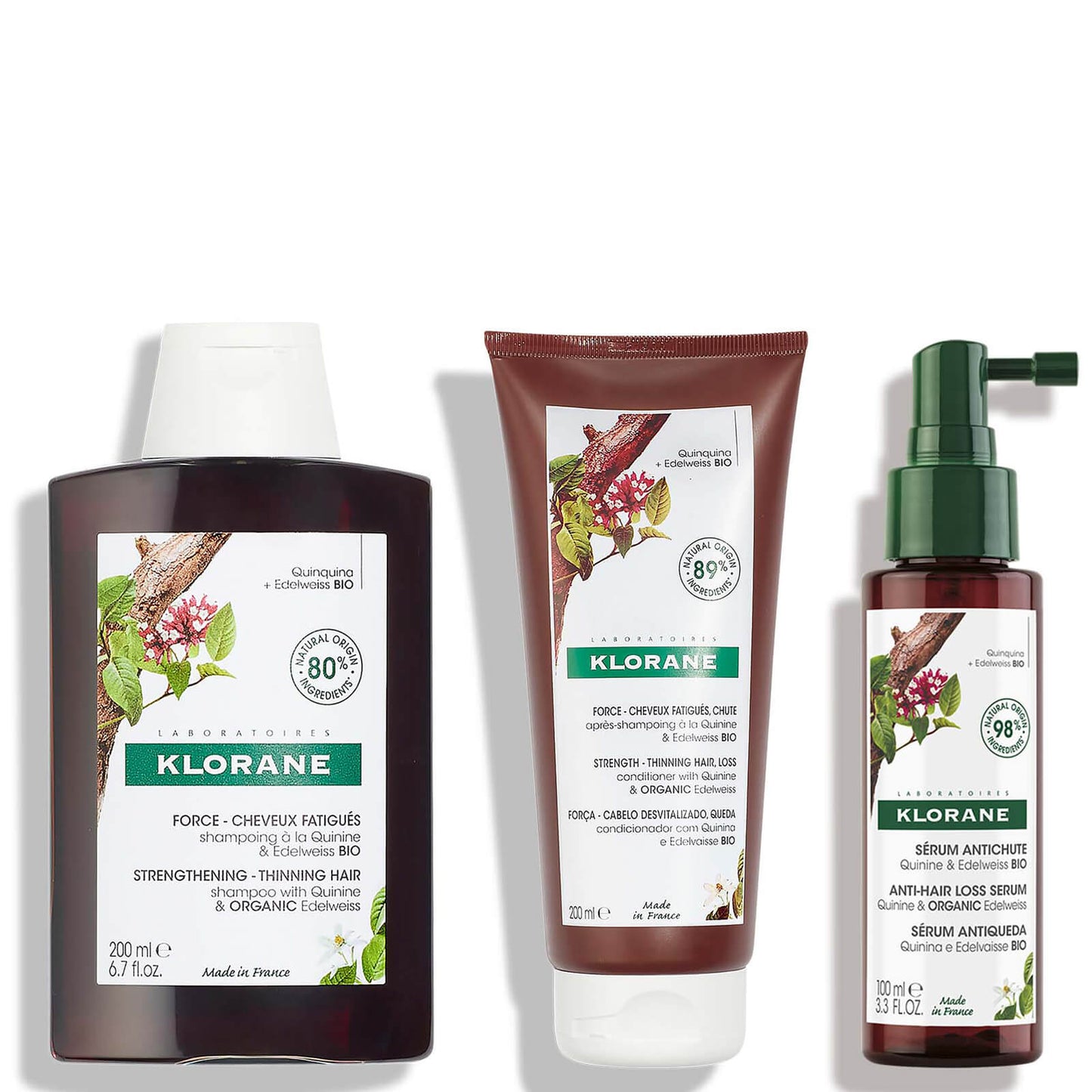 KLORANE Strenghtening Quinine Bundle for Hair Thinning, Loss