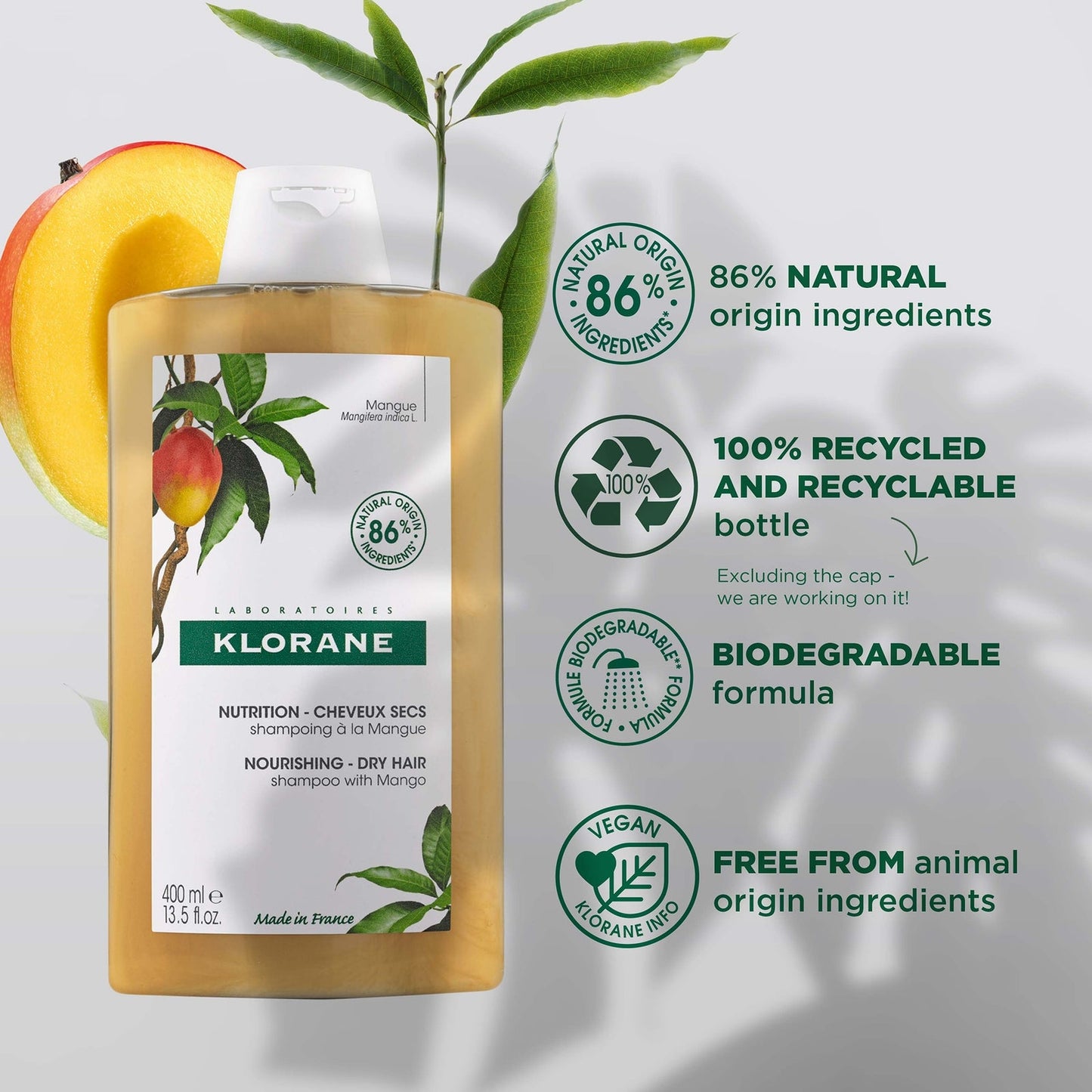 KLORANE Nourishing Shampoo with Mango for Dry Hair 400ml
