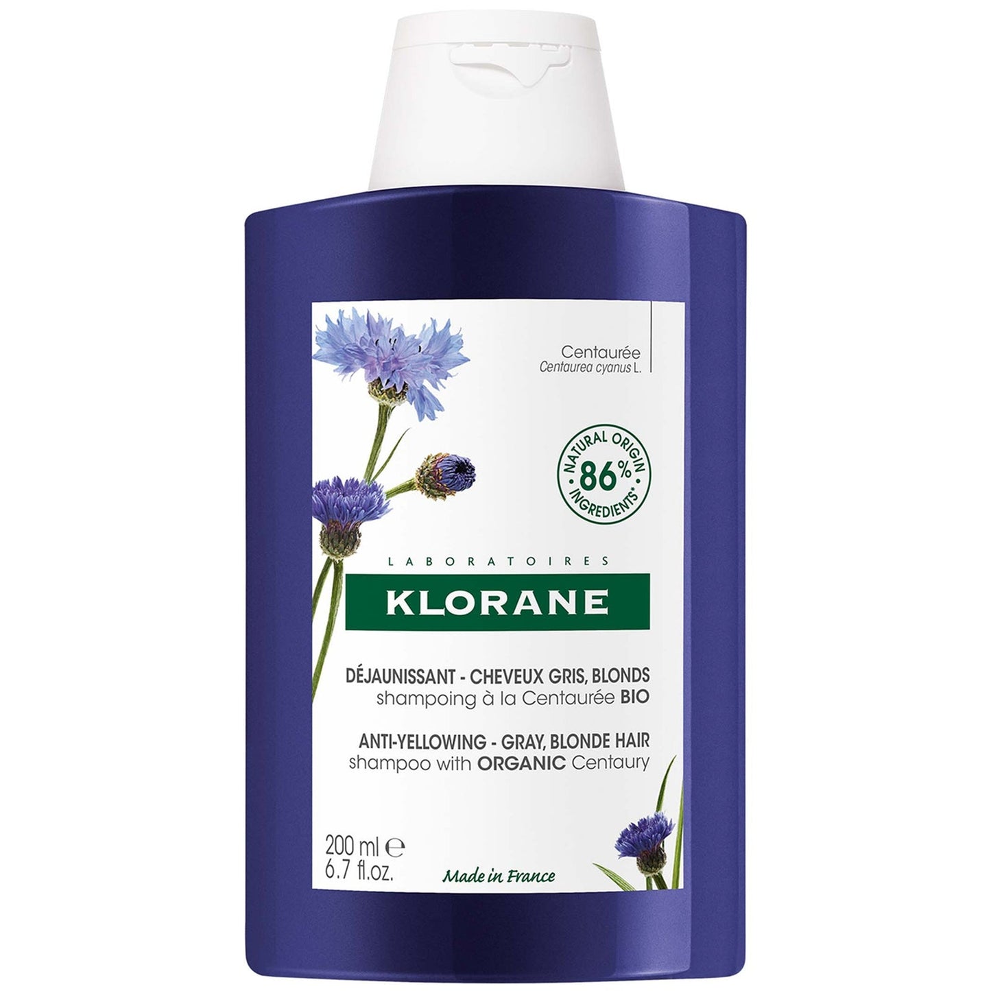 KLORANE Anti-Yellowing Shampoo with Organic Centaury for White, Grey, Highlighted Hair 200ml