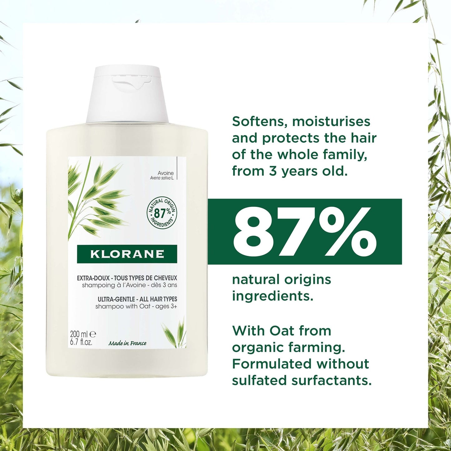 KLORANE Softening Shampoo with Oat Milk for All Hair Types 200ml