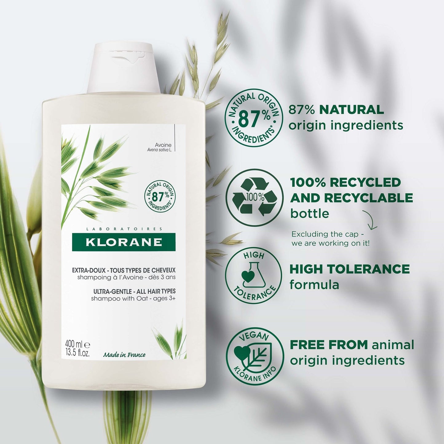 KLORANE Softening Shampoo with Oat Milk for All Hair Types 400ml