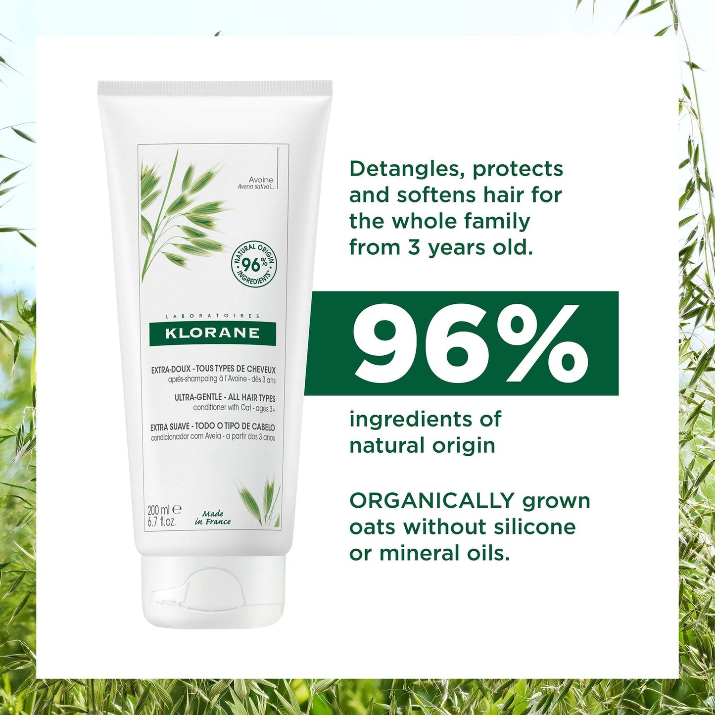 KLORANE Softening Conditioner with Oat Milk for All Hair Types 200ml