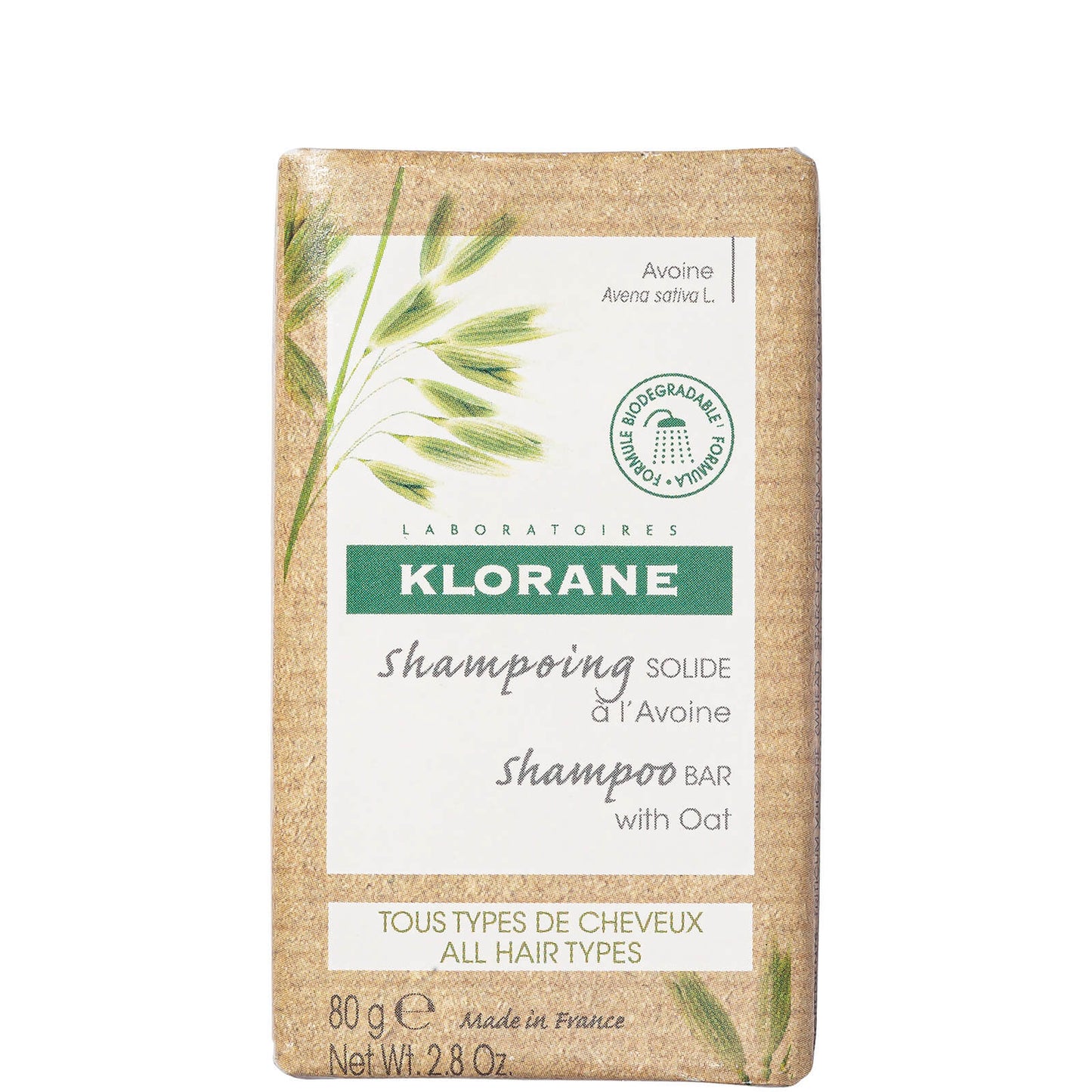KLORANE Softening Solid Shampoo Bar with Oat Milk for All Hair Types 80g