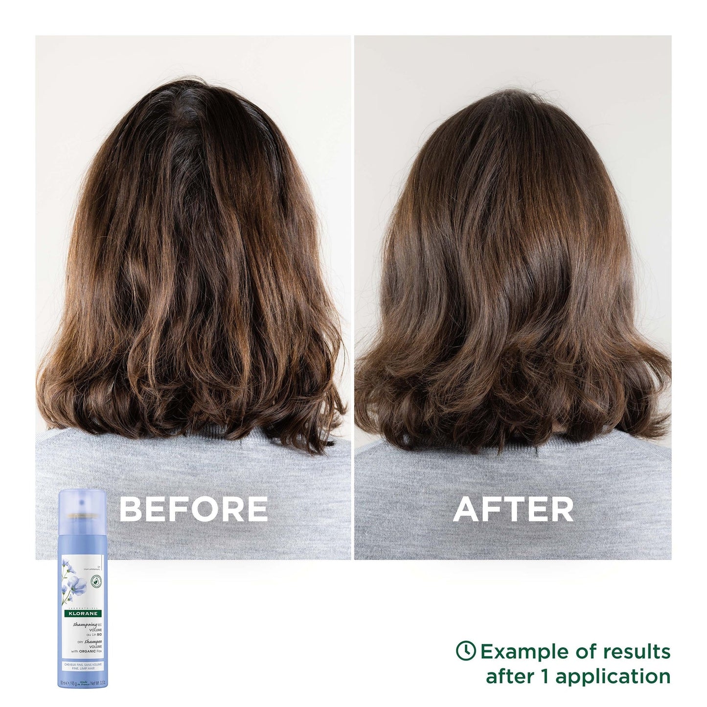 KLORANE Volumising Dry Shampoo with Organic Flax Fibre for Fine, Limp Hair 150ml