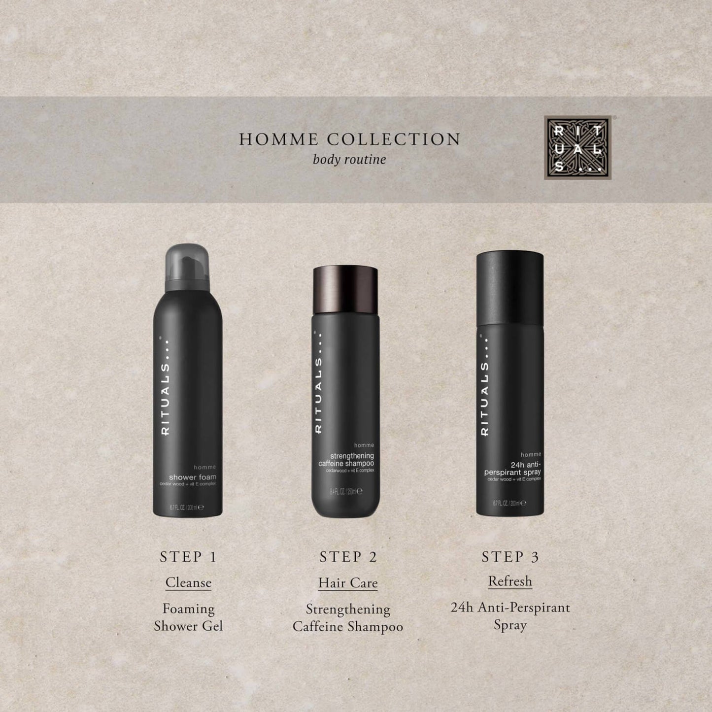 Rituals Homme Collection Cedar Wood and Vitamin E Complex Strengthening Caffeine Shampoo 250ml