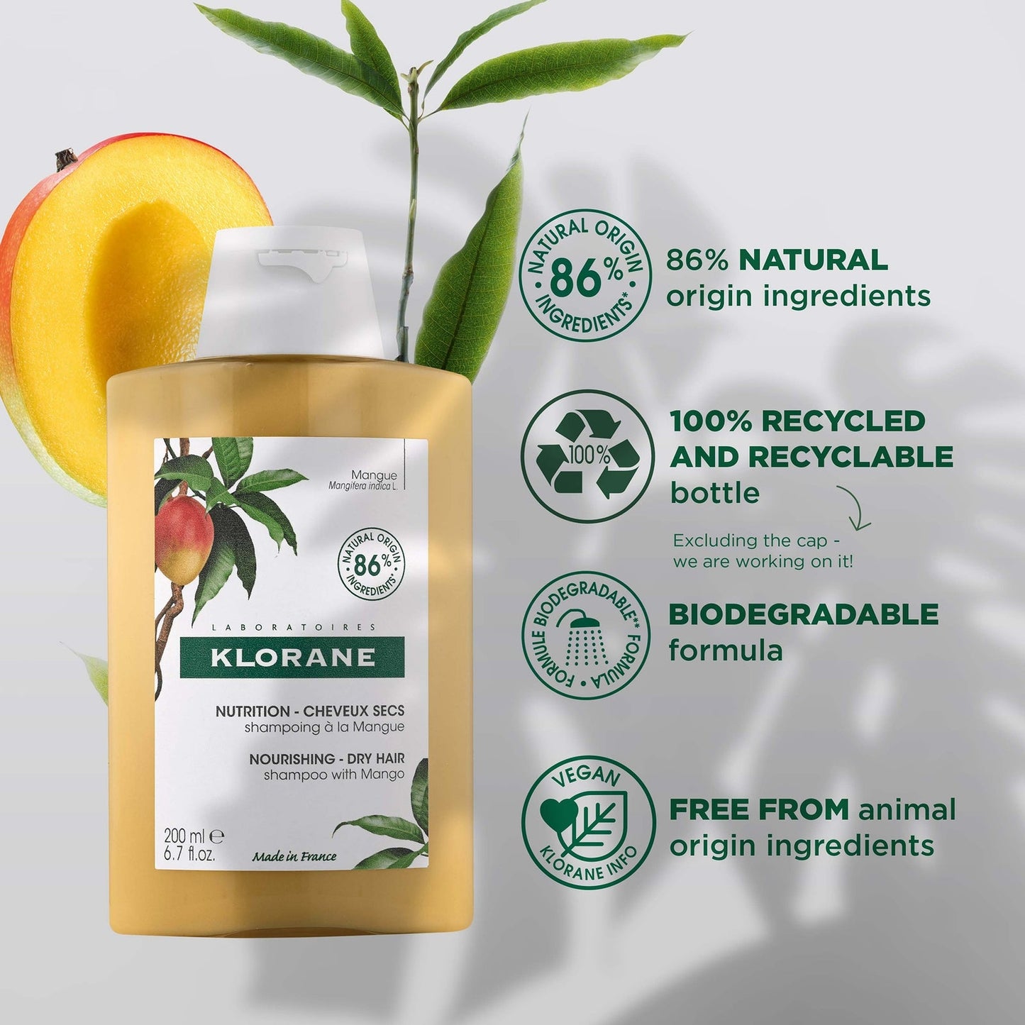 KLORANE Nourishing Mango Bundle for Dry, Damaged, Brittle Hair