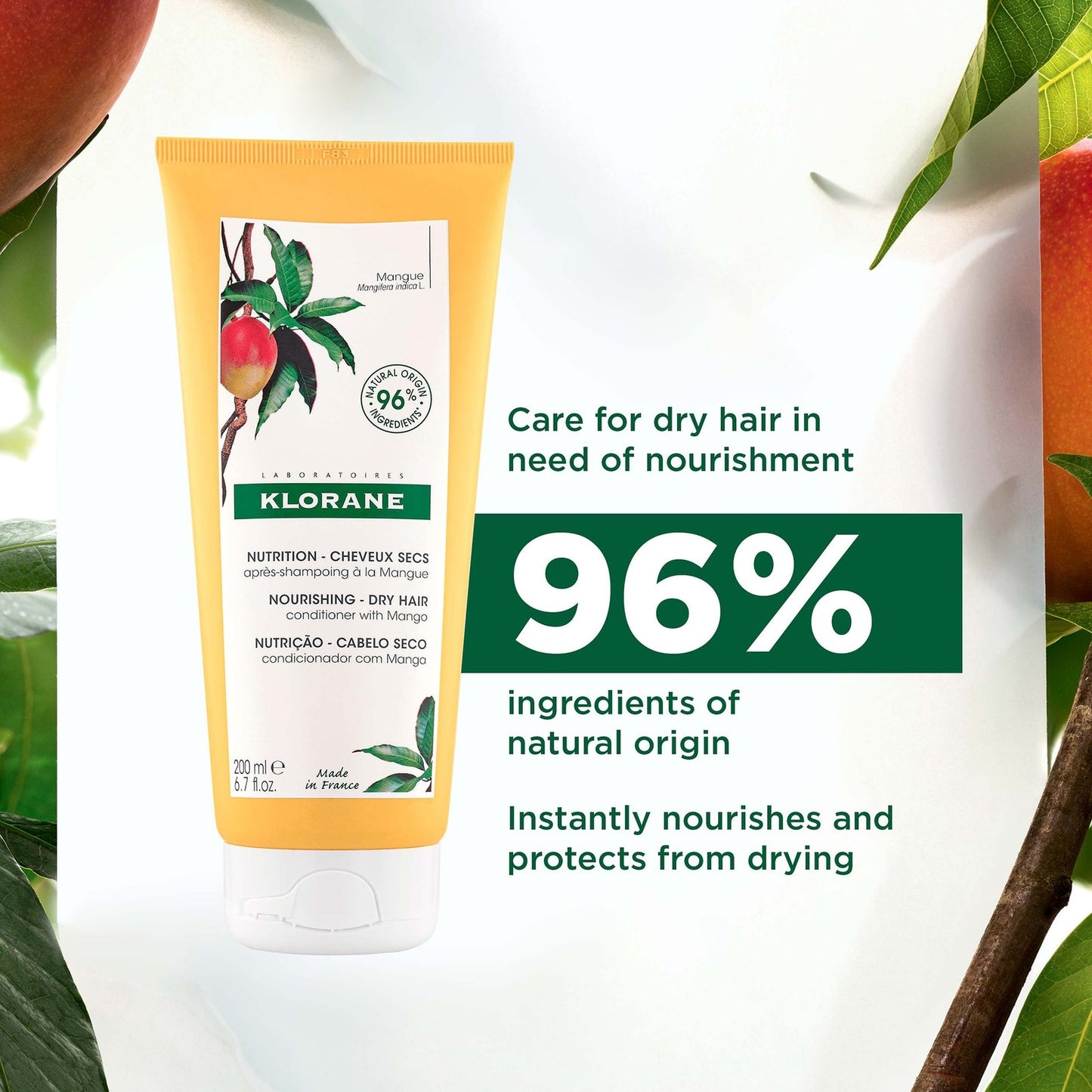 KLORANE Nourishing Mango Bundle for Dry, Damaged, Brittle Hair