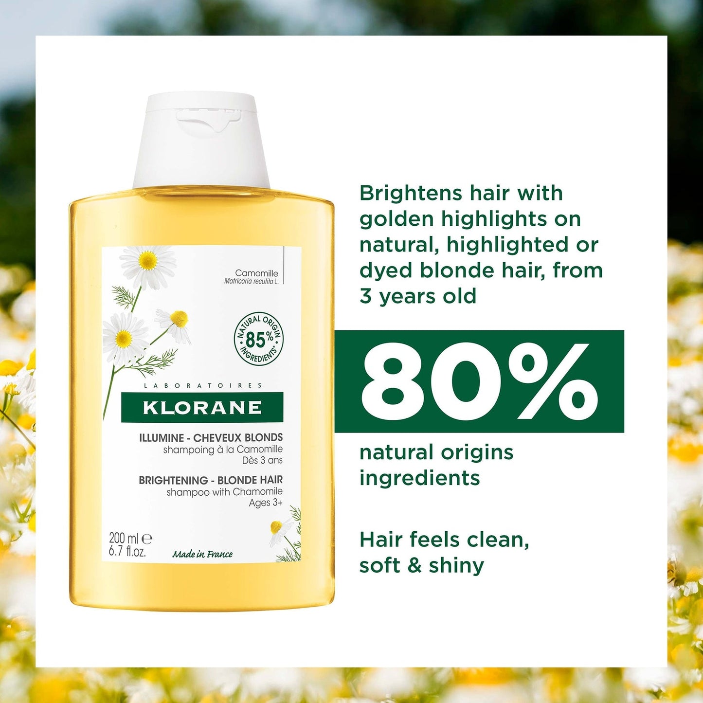 KLORANE Brightening Shampoo with Camomile for Blonde Hair 200ml