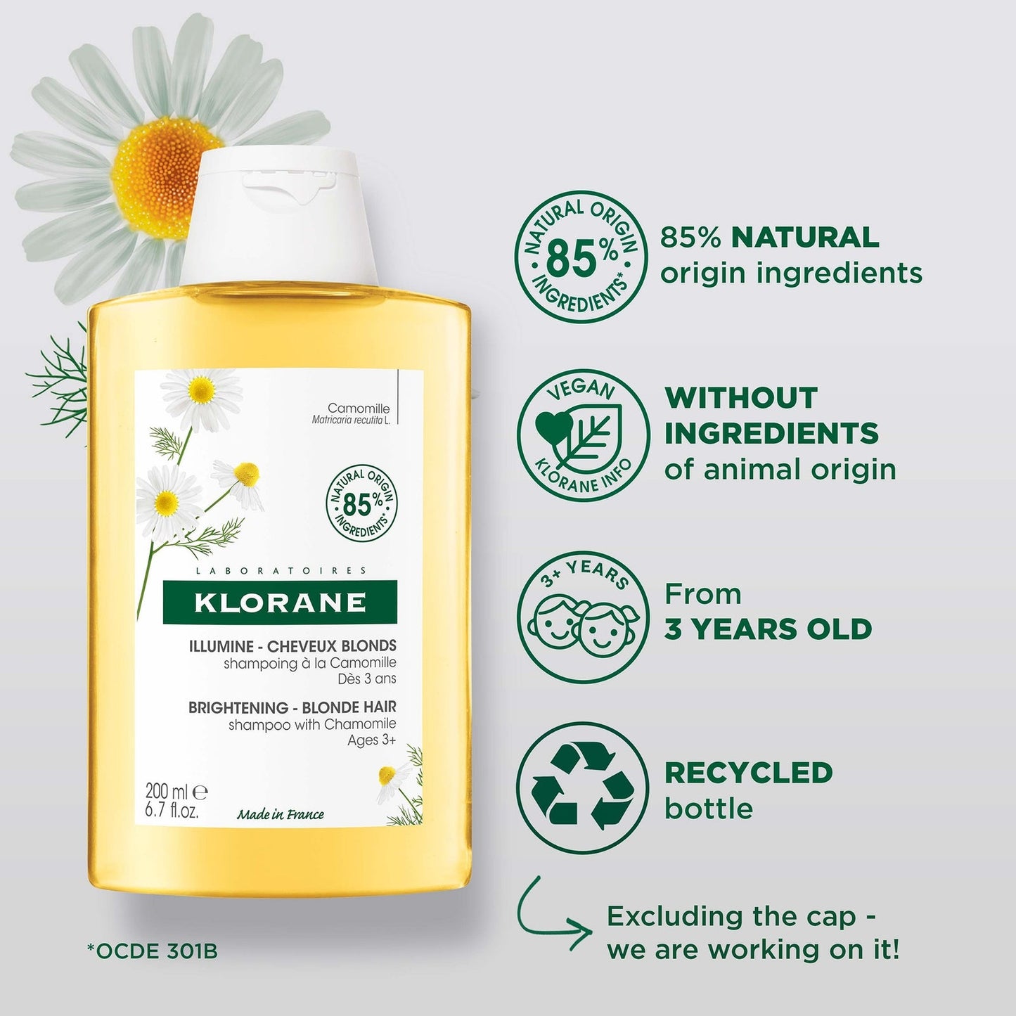 KLORANE Brightening Shampoo with Camomile for Blonde Hair 200ml