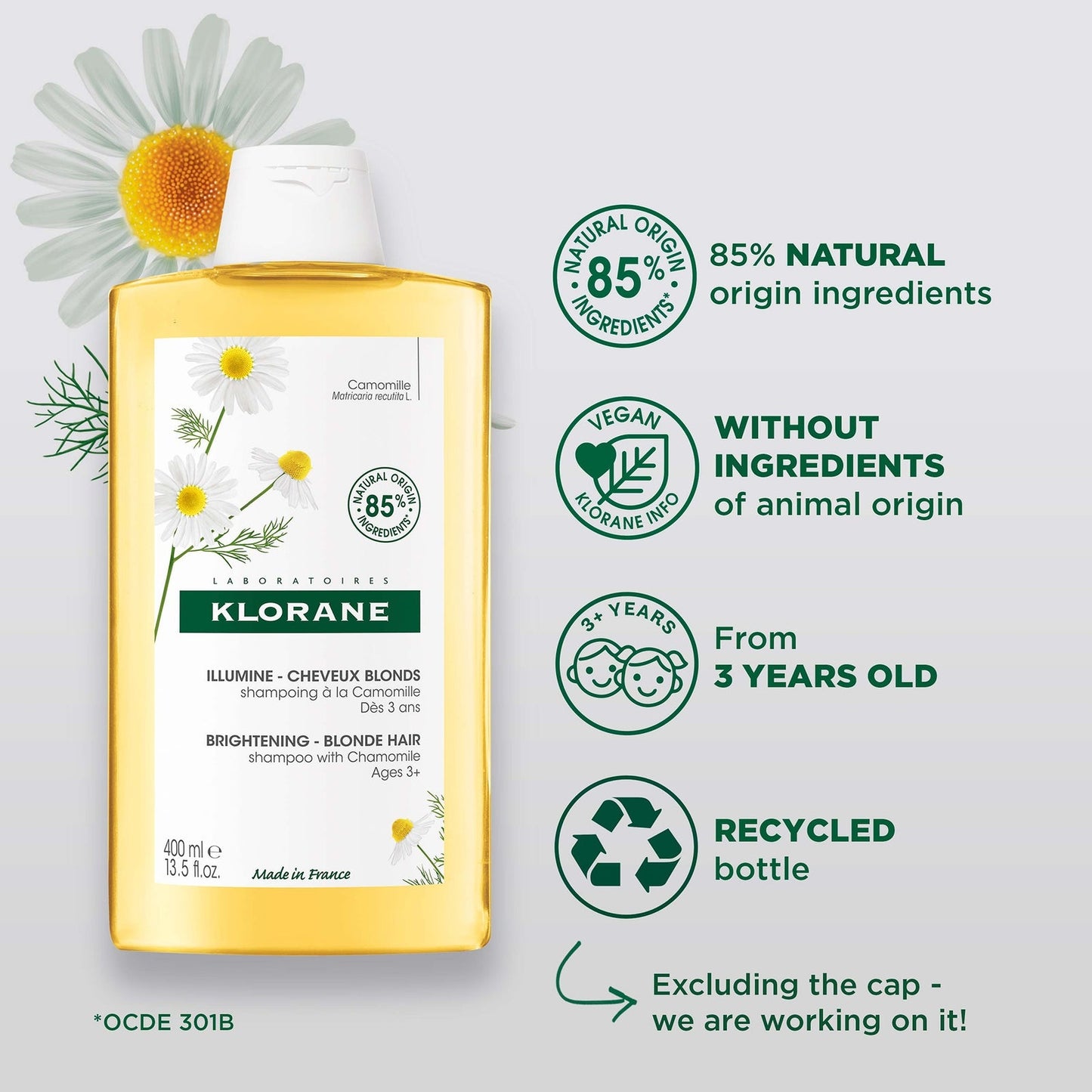 KLORANE Brightening Shampoo with Camomile for Blonde Hair 400ml