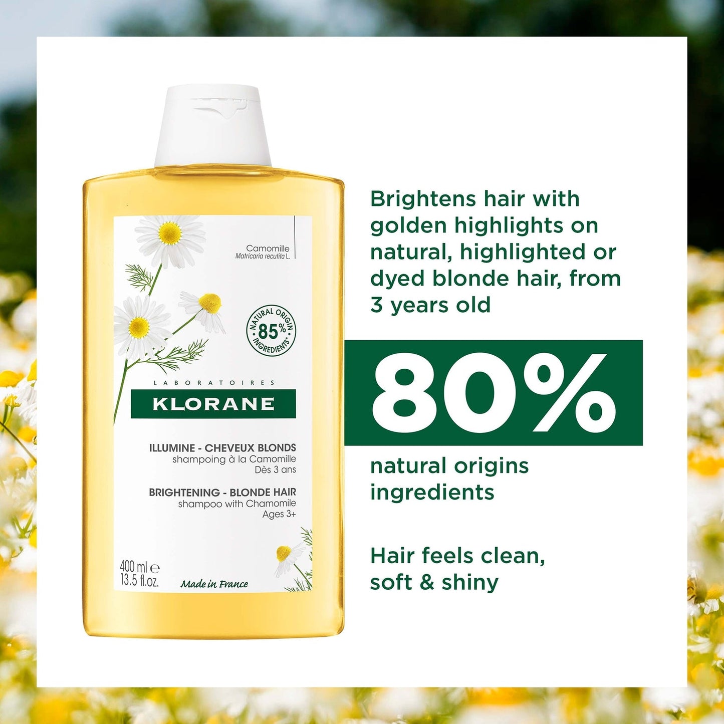KLORANE Brightening Shampoo with Camomile for Blonde Hair 400ml