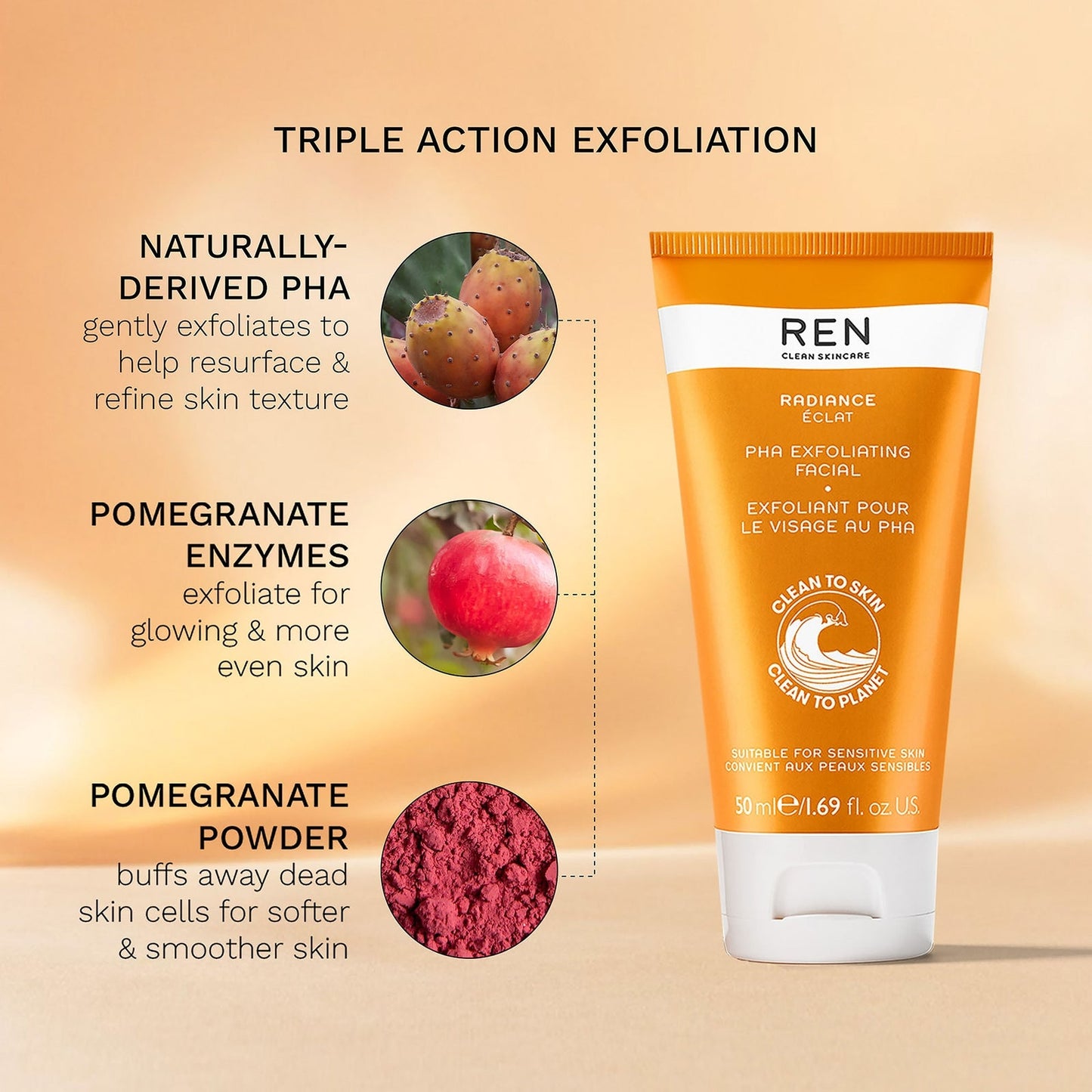 REN Clean Skincare Radiance PHA Exfoliërende Gezichtsbehandeling 50 ml