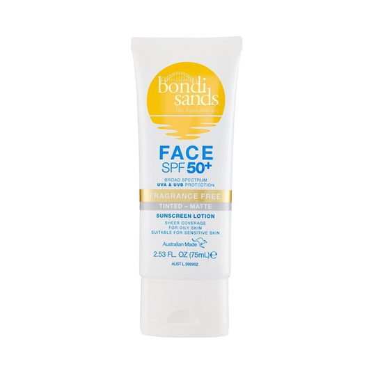 Bondi Sands Sunscreen Face Lotion SPF 50 Fragrance Free Matte Tinted