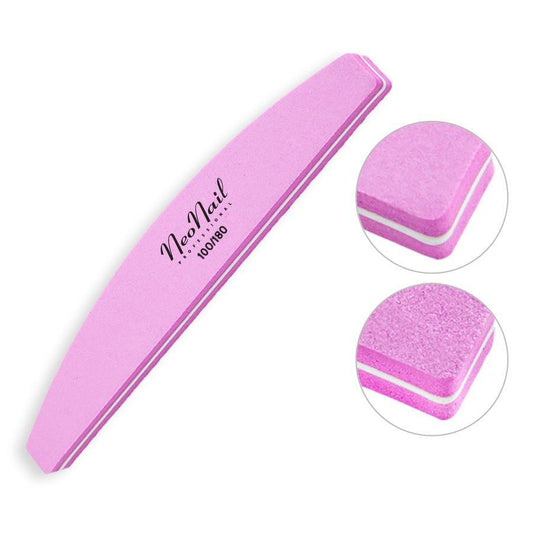 NEONAIL Polijstblok Halve Maan 100/180 - Roze