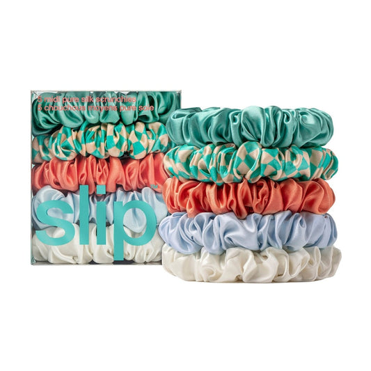 Slip slip pure silk midi scrunchies - seashell